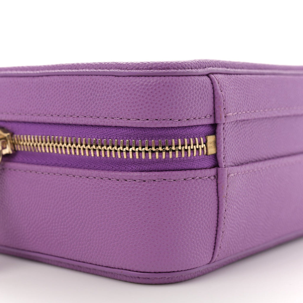 Caviar Quilted Small CC Filigree Vanity Case Purple