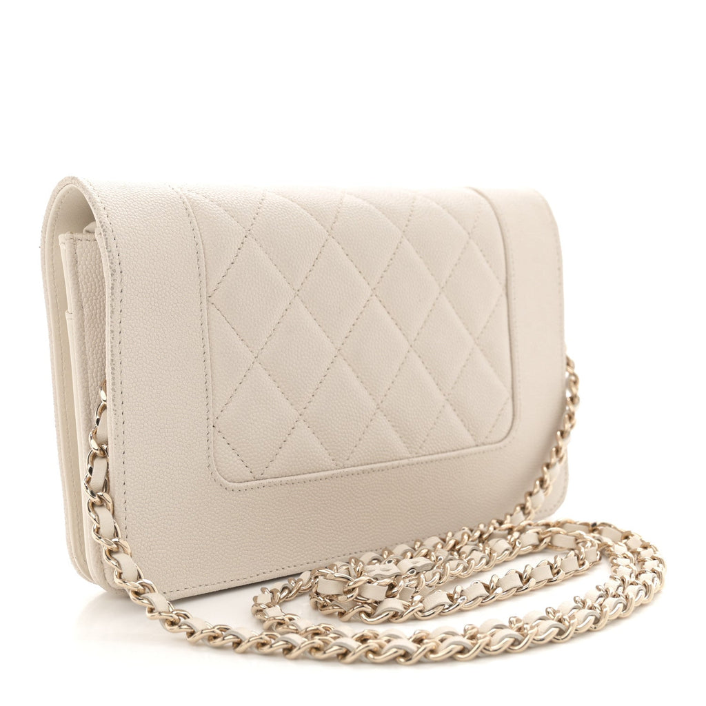 Caviar Quilted Vintage Mademoiselle Wallet On Chain WOC White