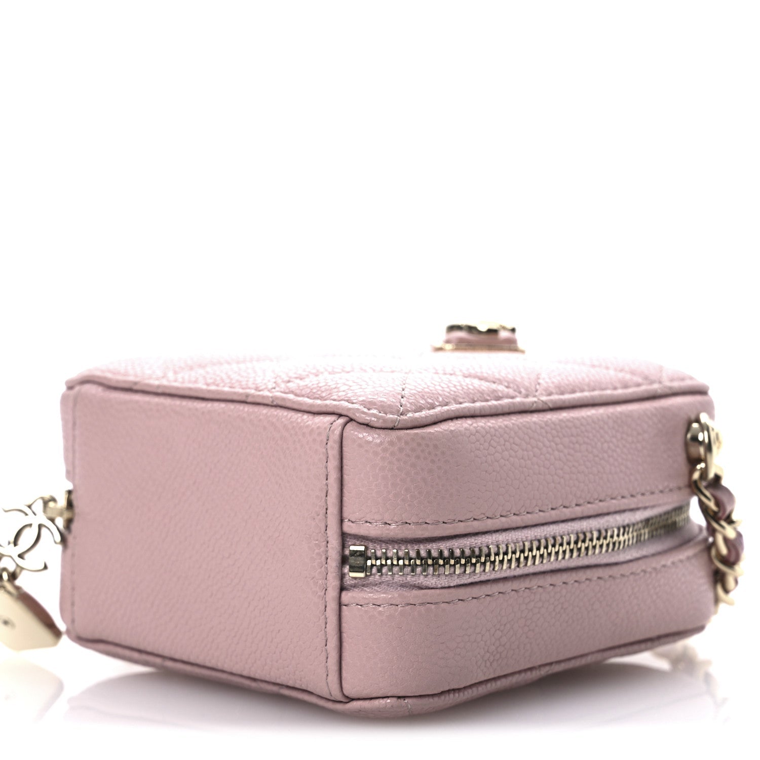 Caviar Quilted Clutch With Chain Light Pink
