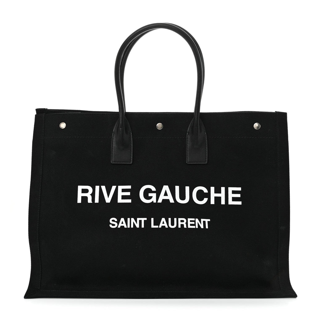 Linen Calfskin Rive Gauche Tote Black