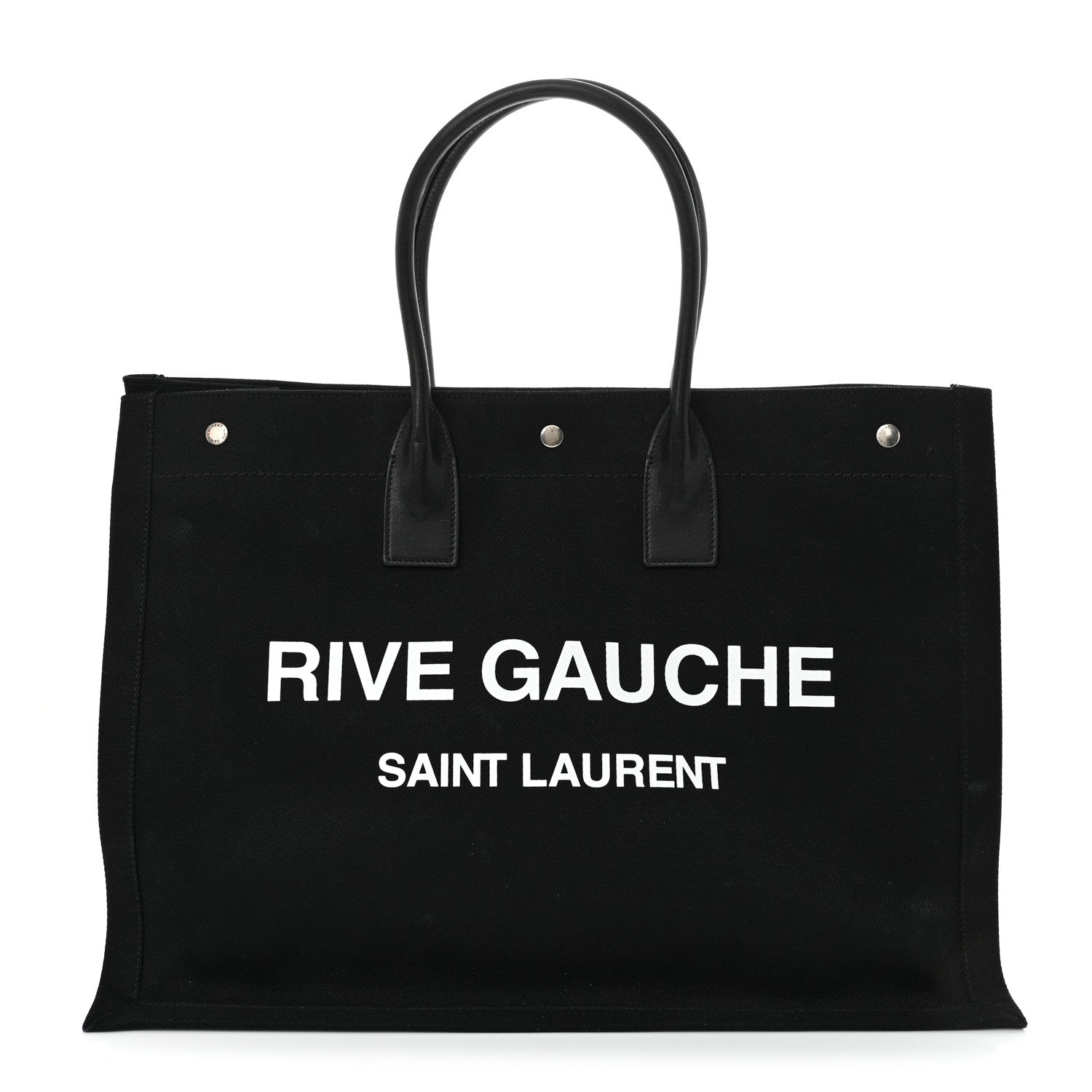 Linen Calfskin Rive Gauche Tote Black