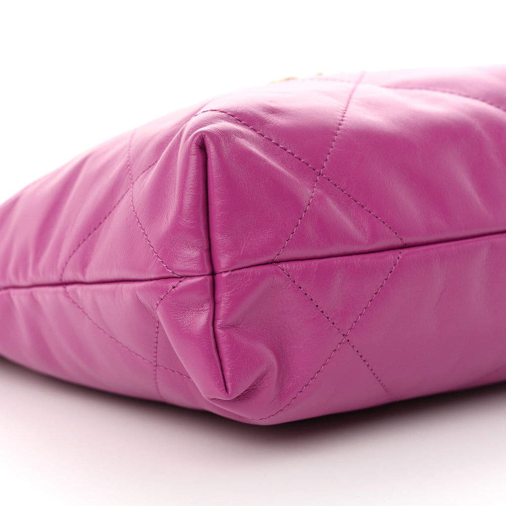 Shiny Calfskin Quilted Small Chanel 22 Purple