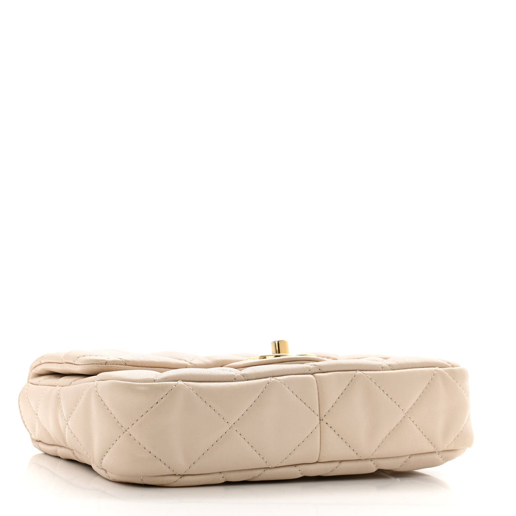 Lambskin Quilted Small CC Funky Town Flap Beige