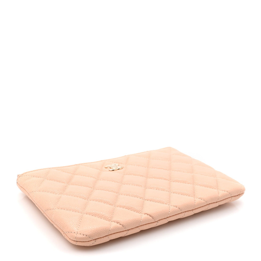 Caviar Quilted Cosmetic Case Beige