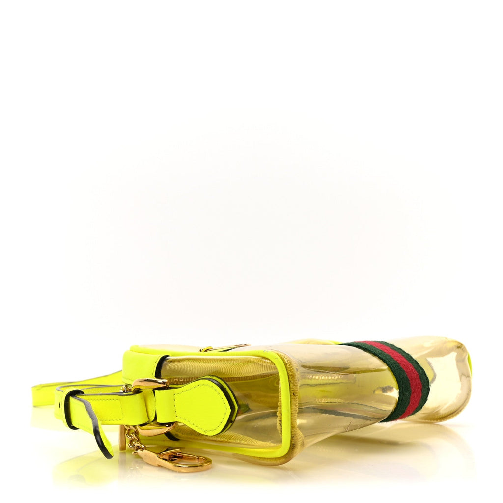Vinyl Web Mini Ophidia Transparent Shoulder Bag Yellow Fluo