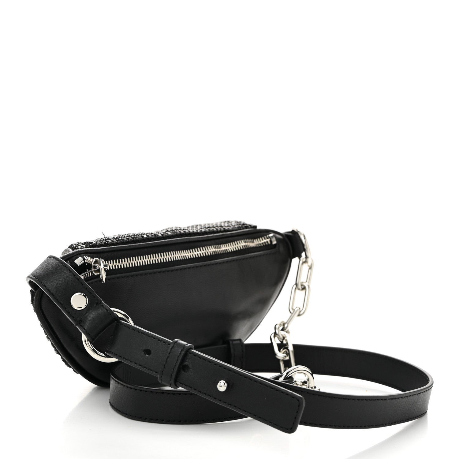 Rhinestone Mesh Mini Attica Belt Bag Black