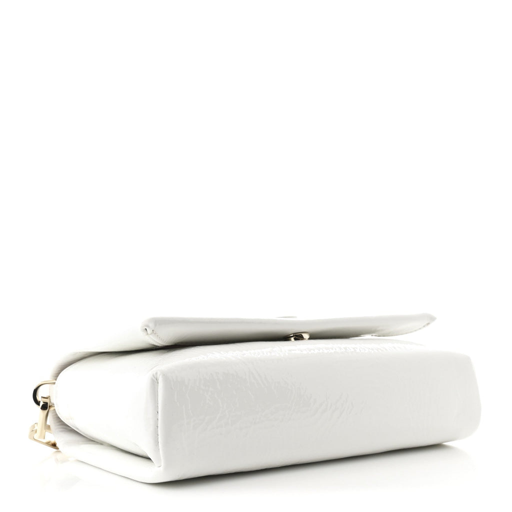 Naplak Patent Calfskin Monochrome Loubi54 Shoulder Bag White