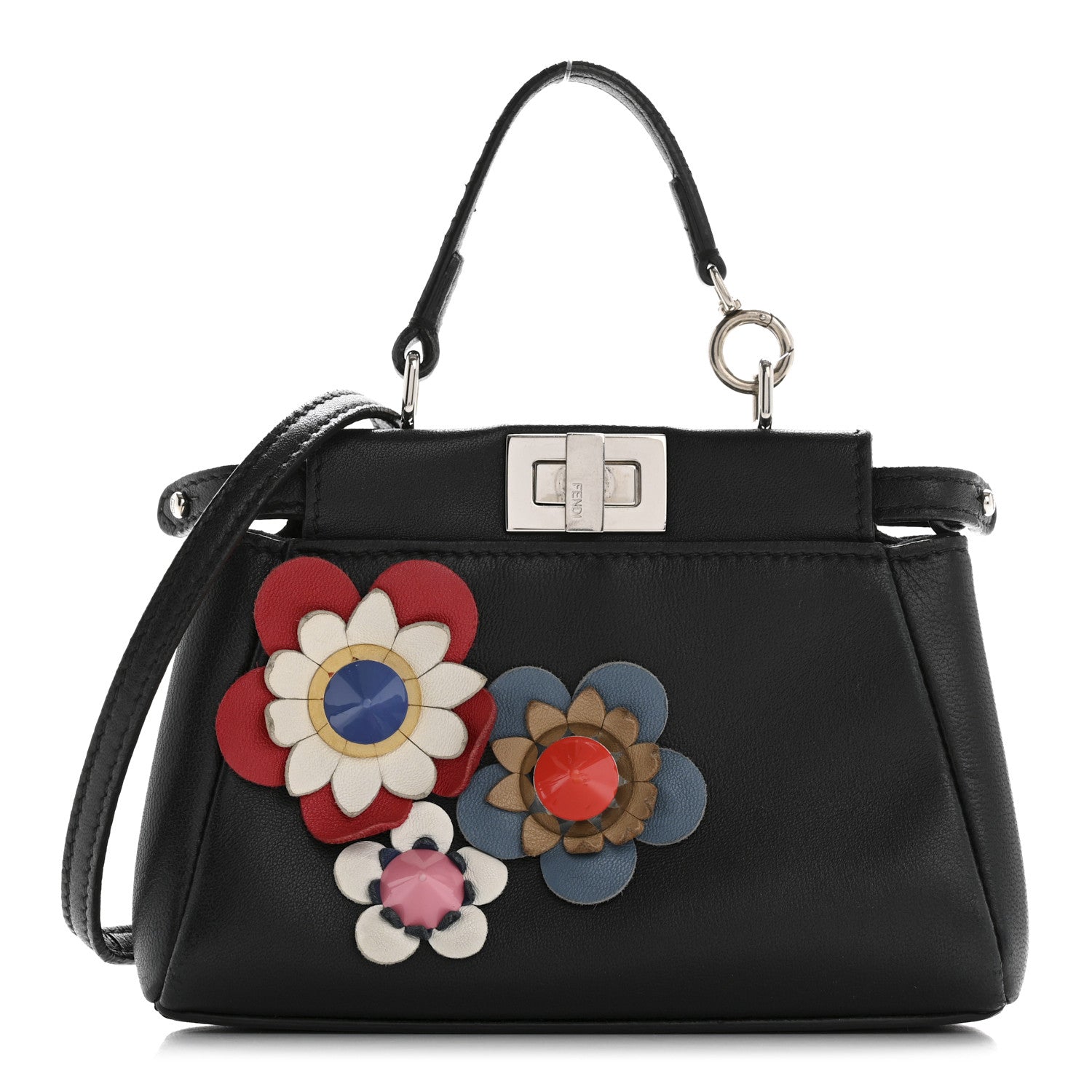 Nappa Flowerland Micro Peekaboo Iconic Satchel Black Multicolor