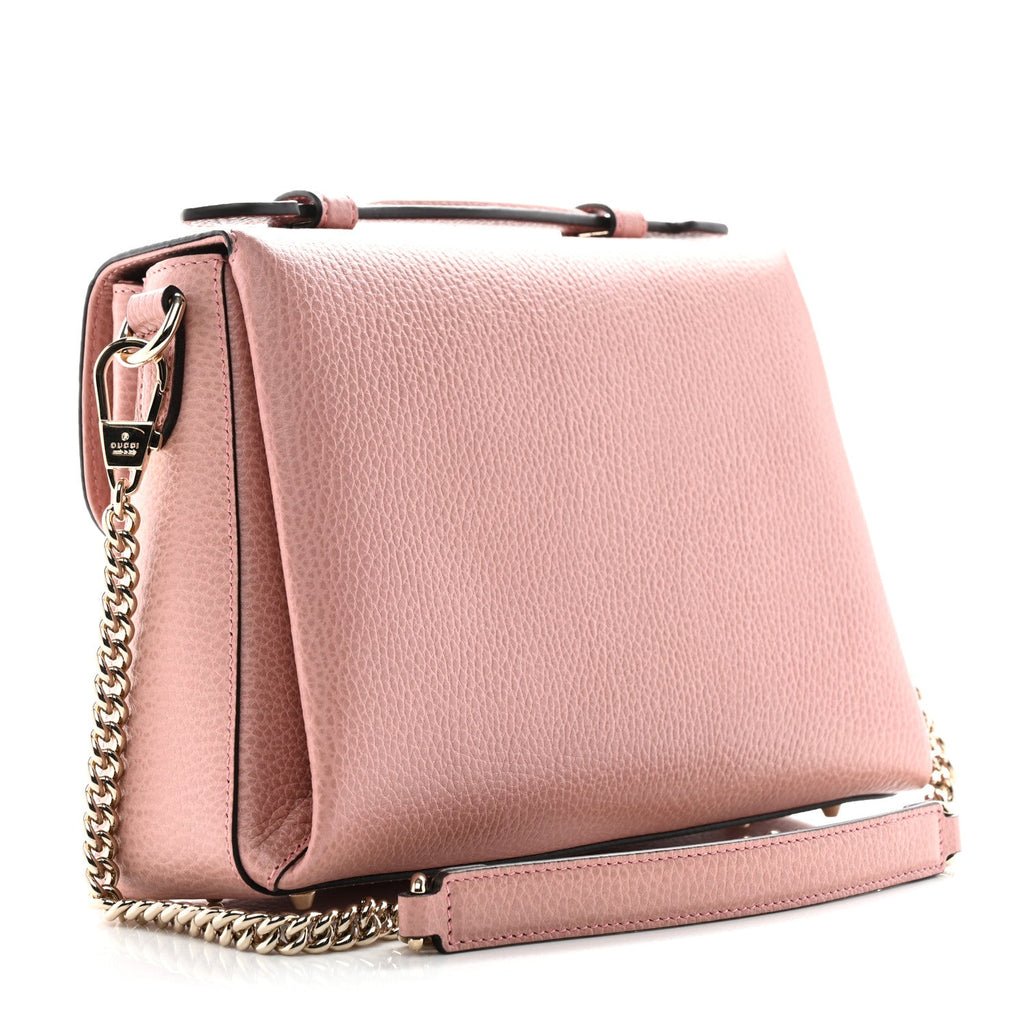 Dollar Calfskin Interlocking G Top Handle Shoulder Bag Soft Pink