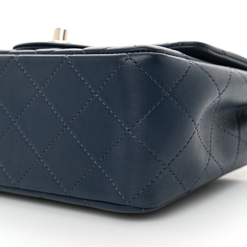 Lambskin Quilted Mini Square Flap Navy