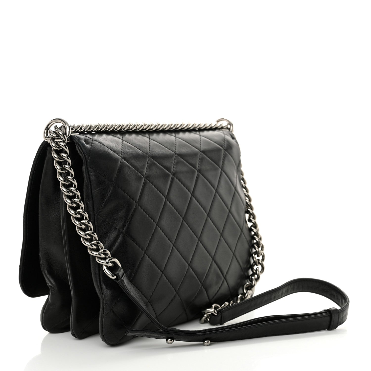Lambskin Quilted Boy Messenger Black