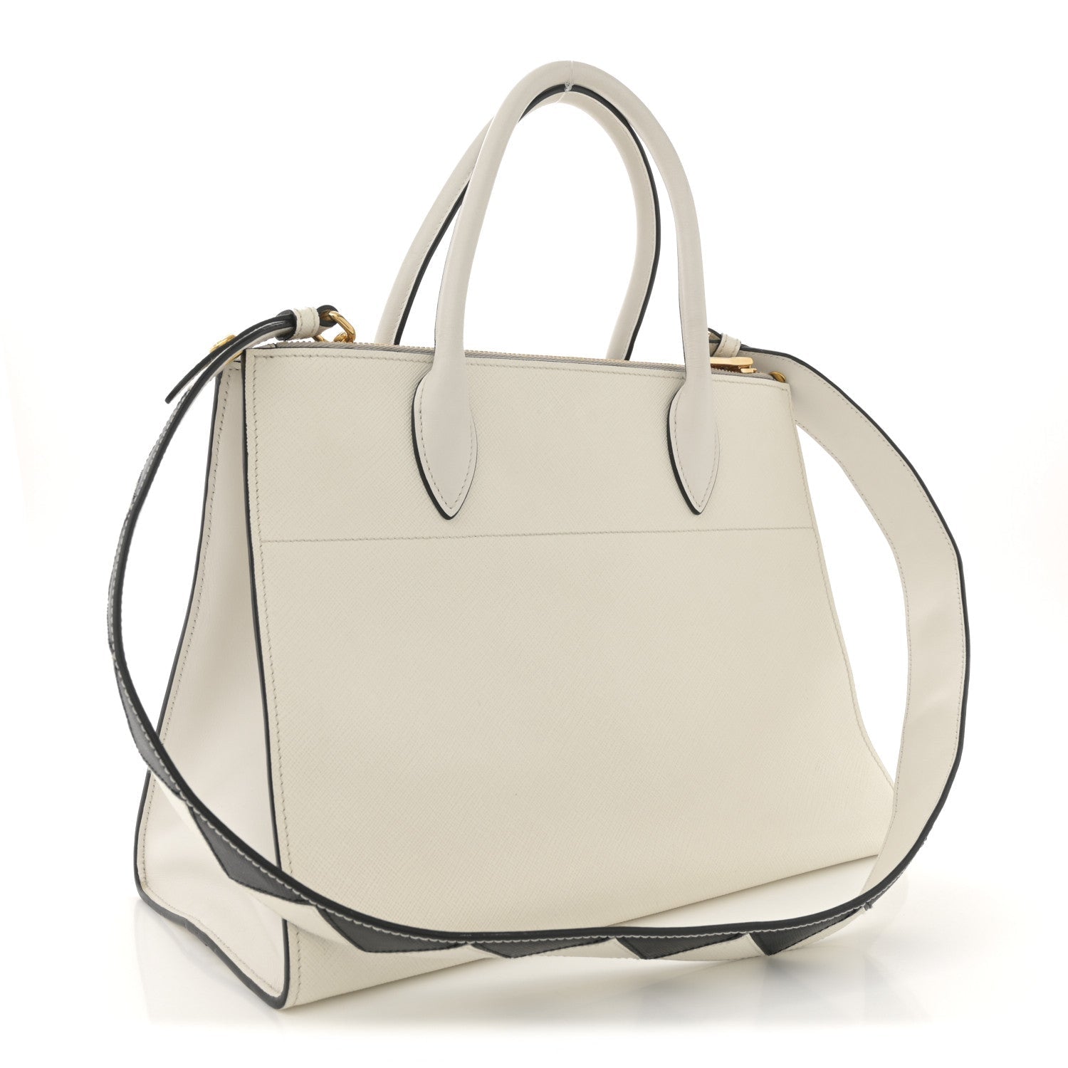 Saffiano City Calfskin Greche Paradigme Bag White Black