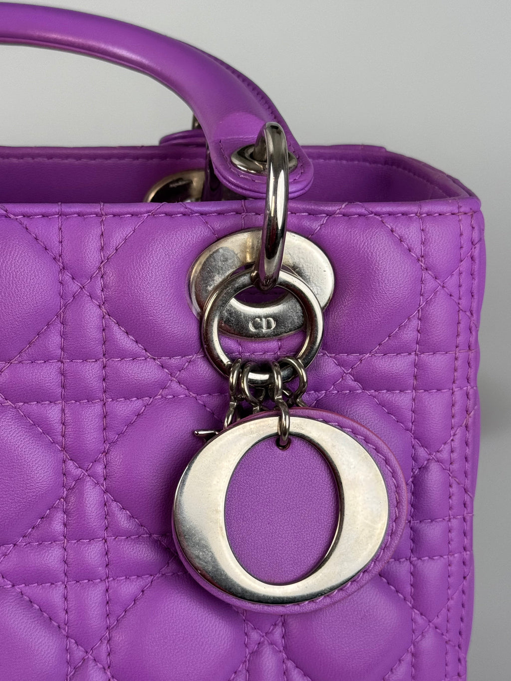 Dior Lady Dior Bag Medium Purple Lambskin Leather with Silver Hardware