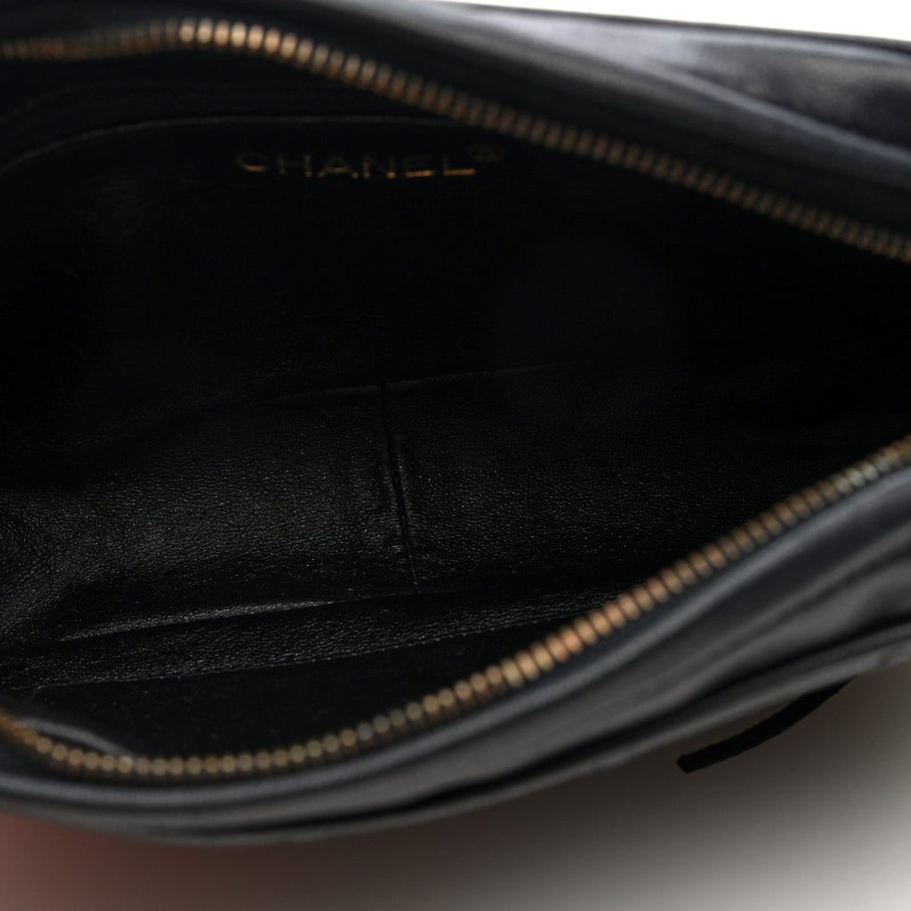 Lambskin Quilted CC Tassel Camera Case Black