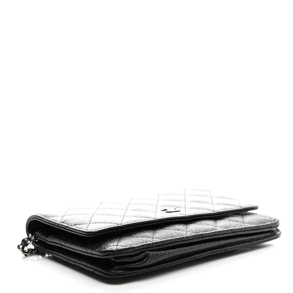 Caviar Quilted Wallet on Chain WOC Black