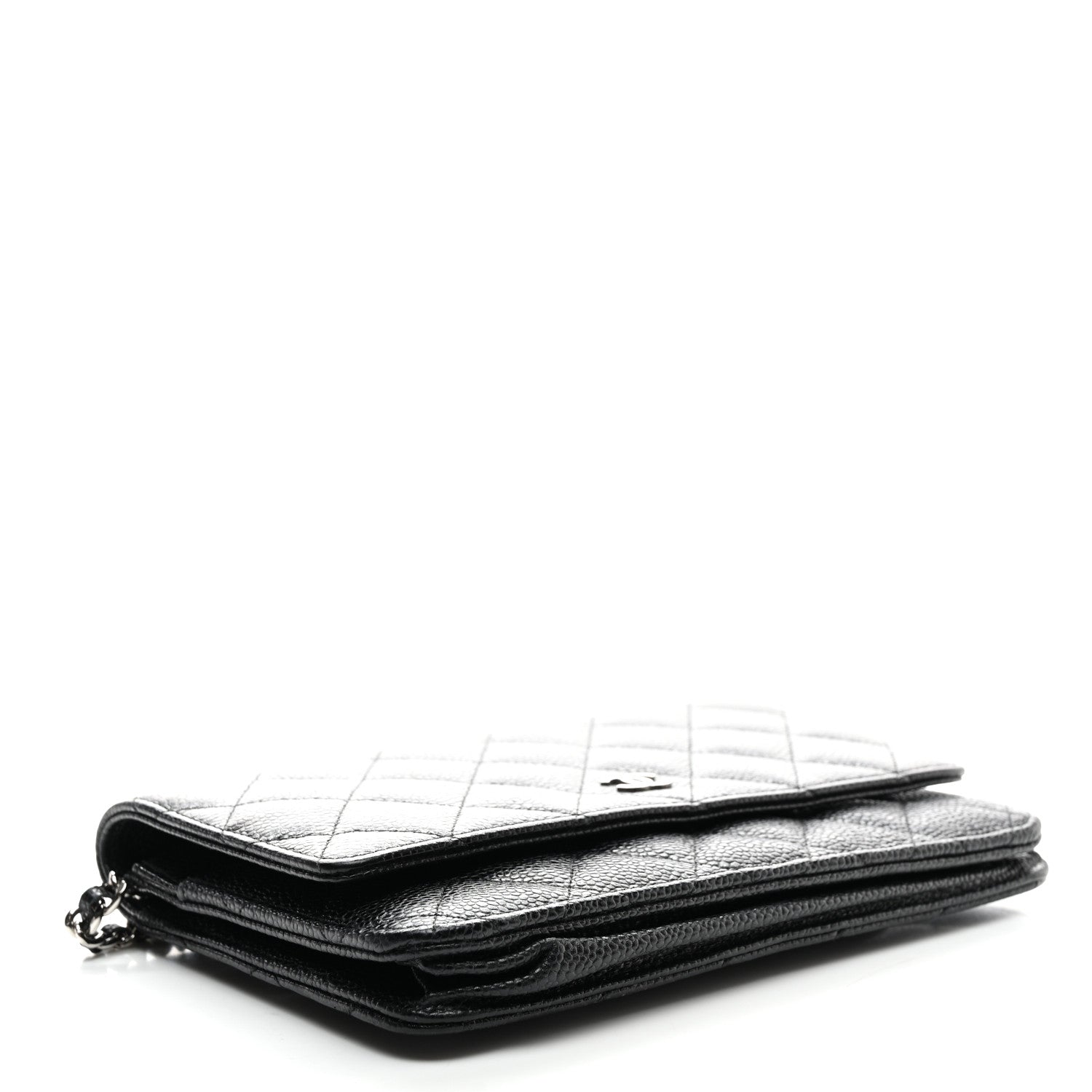 Caviar Quilted Wallet on Chain WOC Black