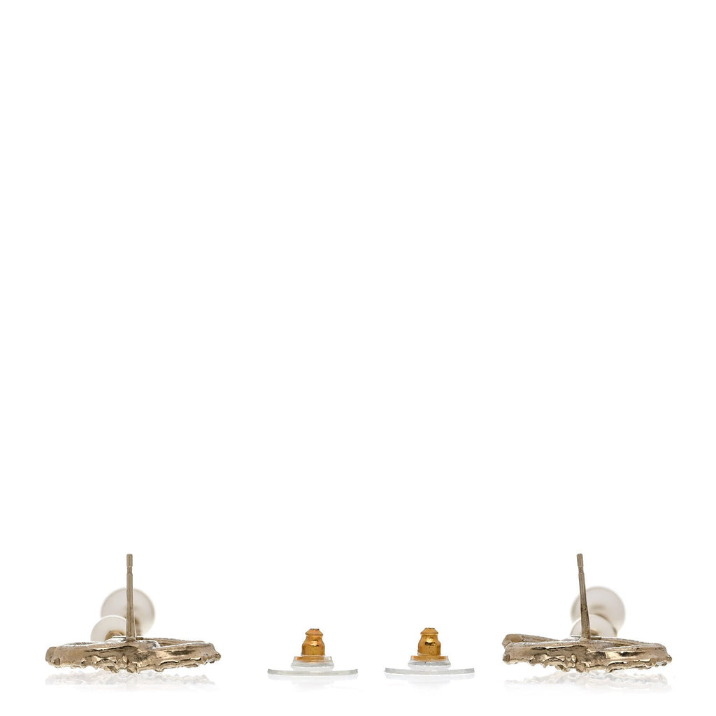 Pearl CC Chain Drop Earrings Gold