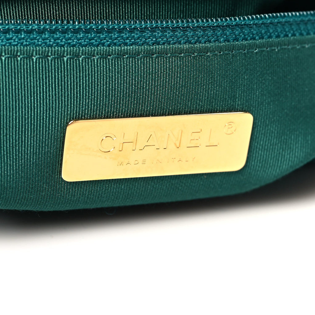 Tweed Quilted Medium Chanel 19 Flap Green