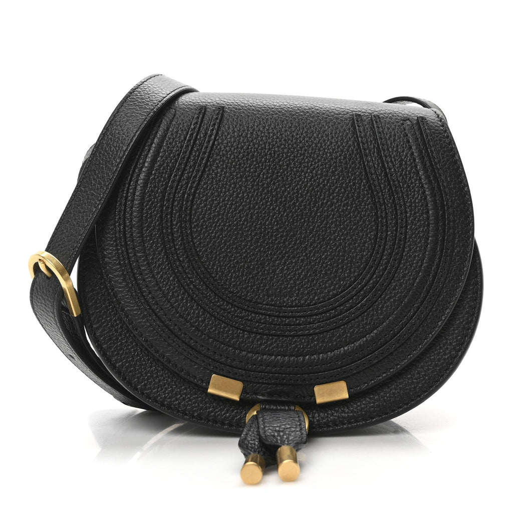 Calfskin Mini Marcie Round Crossbody Bag Black