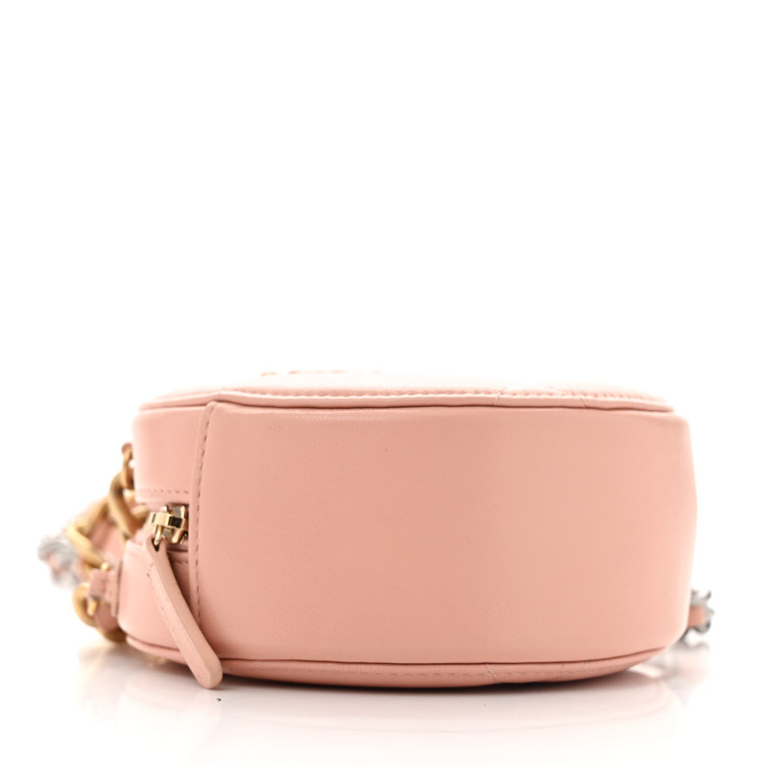 Lambskin Quilted Chanel 19 Round Clutch With Chain Light Pink