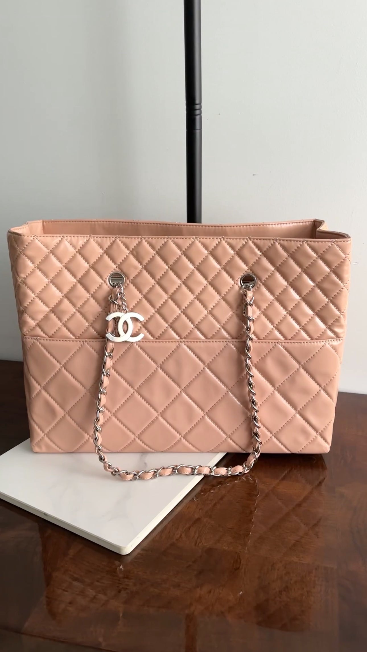 Chanel Light Pink Patent In The Business Large Tote Bag