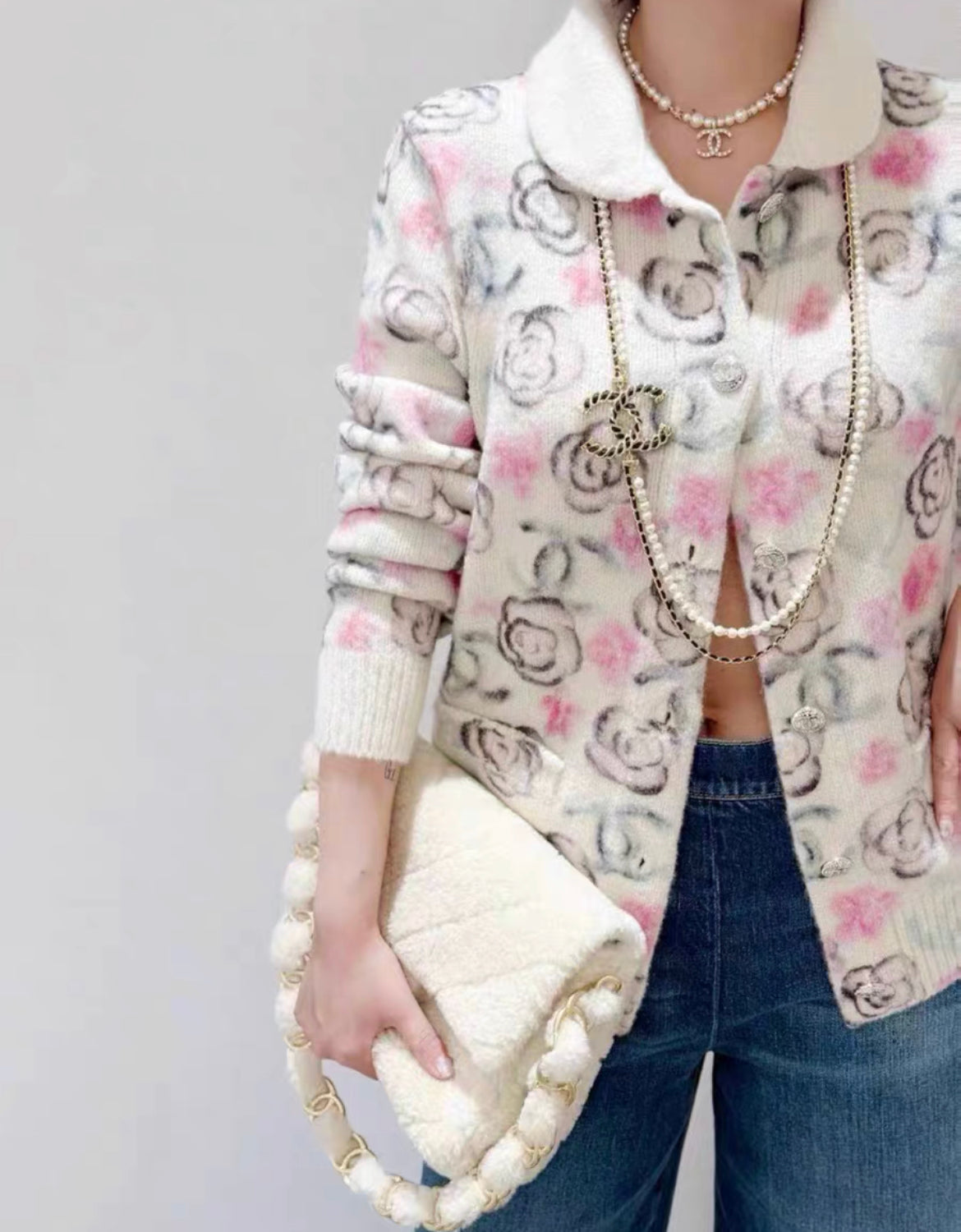 Chanel 23N coco neige Beige/Pink Cashmere igan size 38