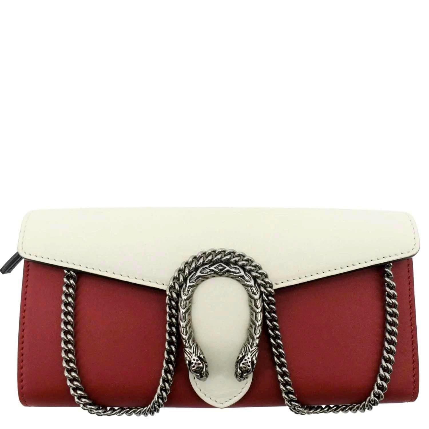GUCCI Dionysus Leather Chain Clutch Red