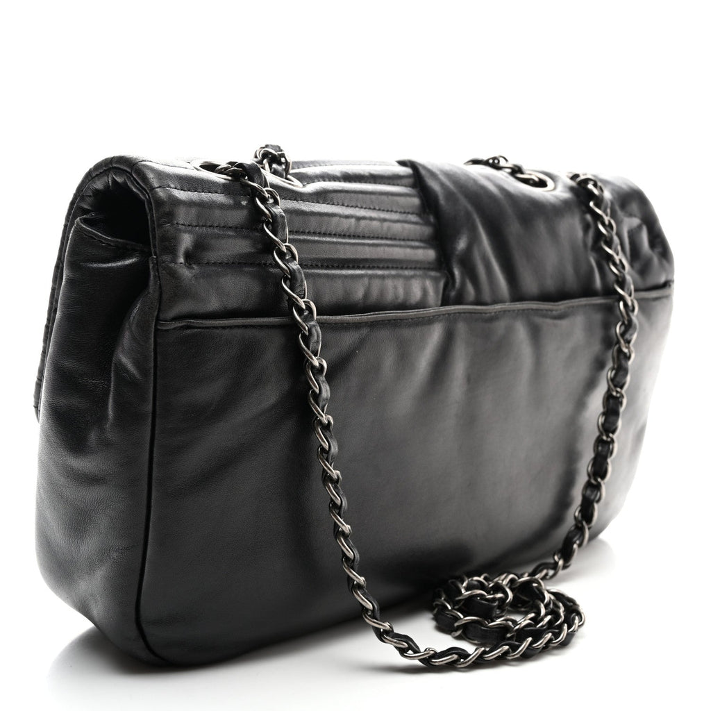 Lambskin Quilted Jumbo Paris Dallas Single Flap Black