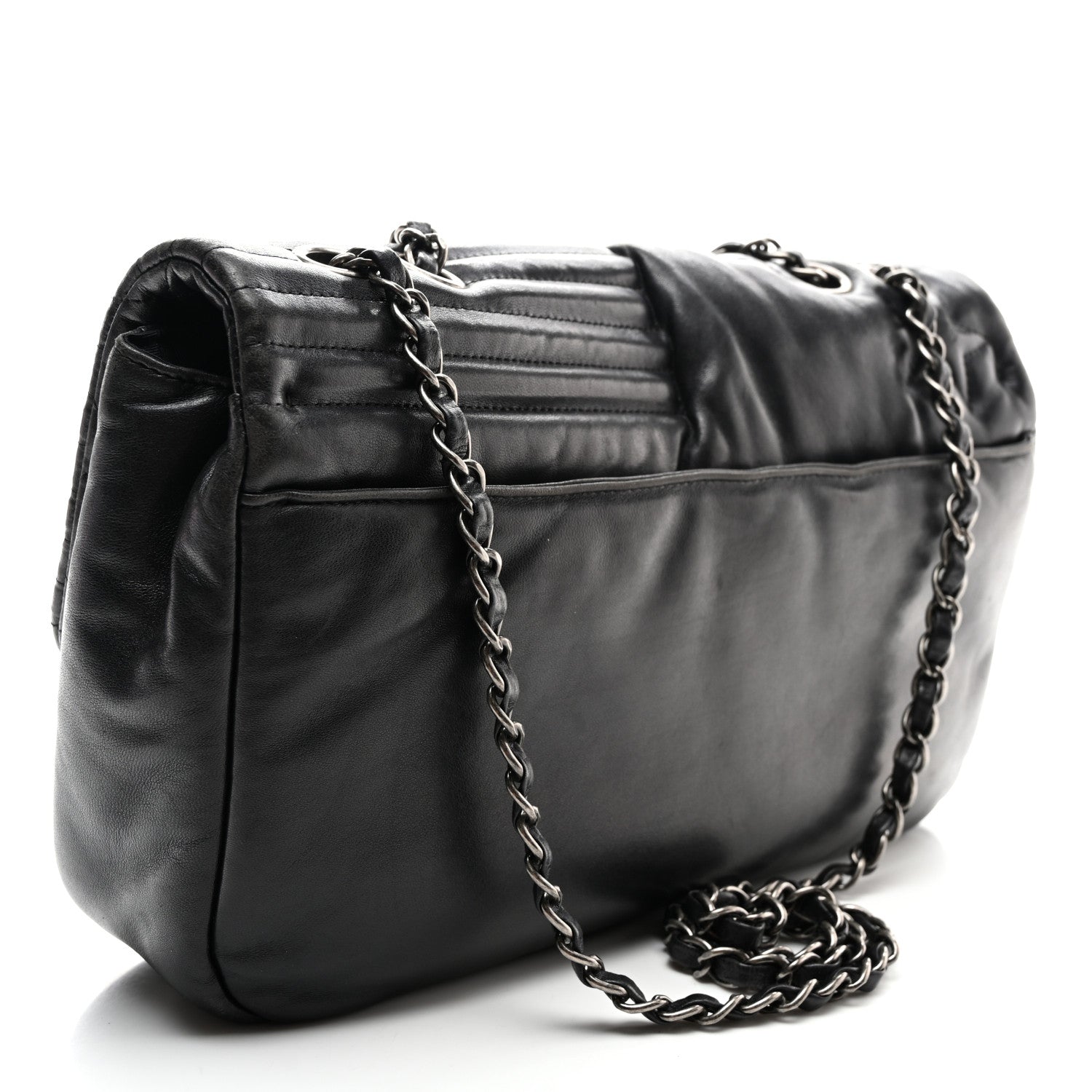 Lambskin Quilted Jumbo Paris Dallas Single Flap Black