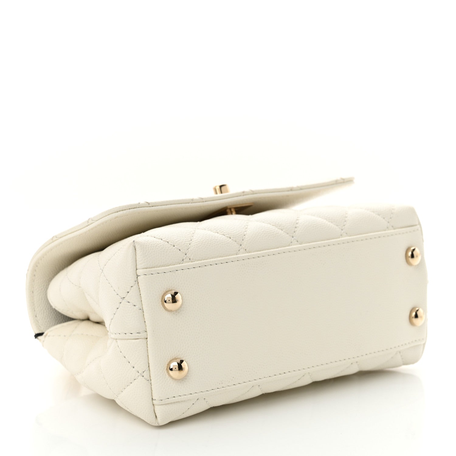 Caviar Quilted Extra Mini Coco Handle Flap White