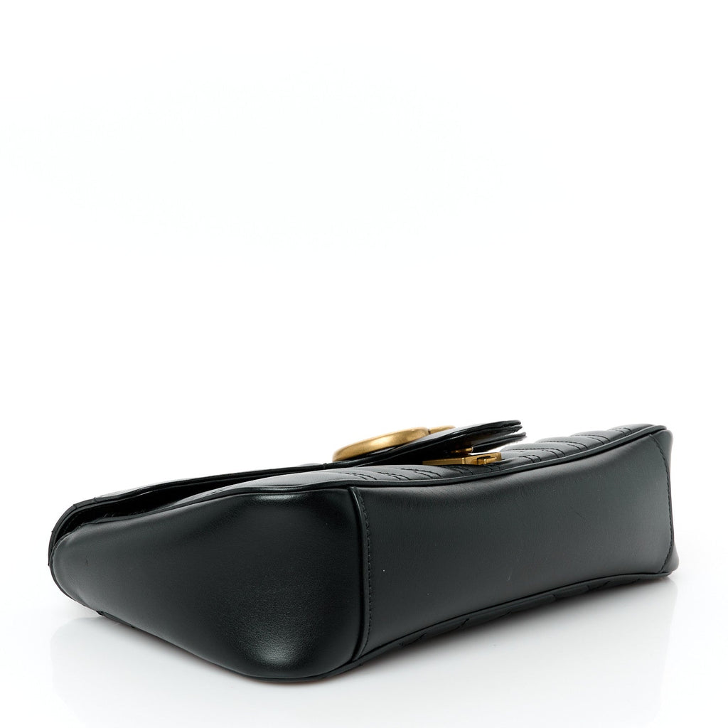 Calfskin Matelasse Small GG Marmont Shoulder Bag Black