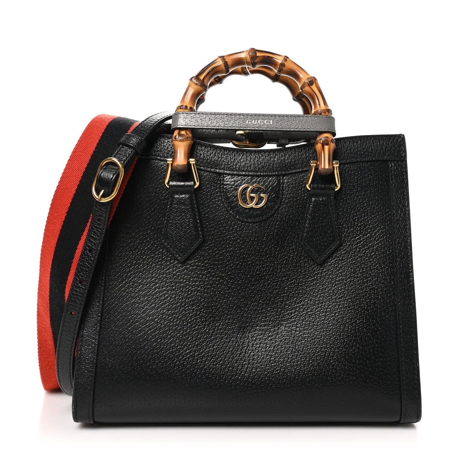 Textured Dollar Calfskin Web Small Diana Tote Bag Black Dusty Grey