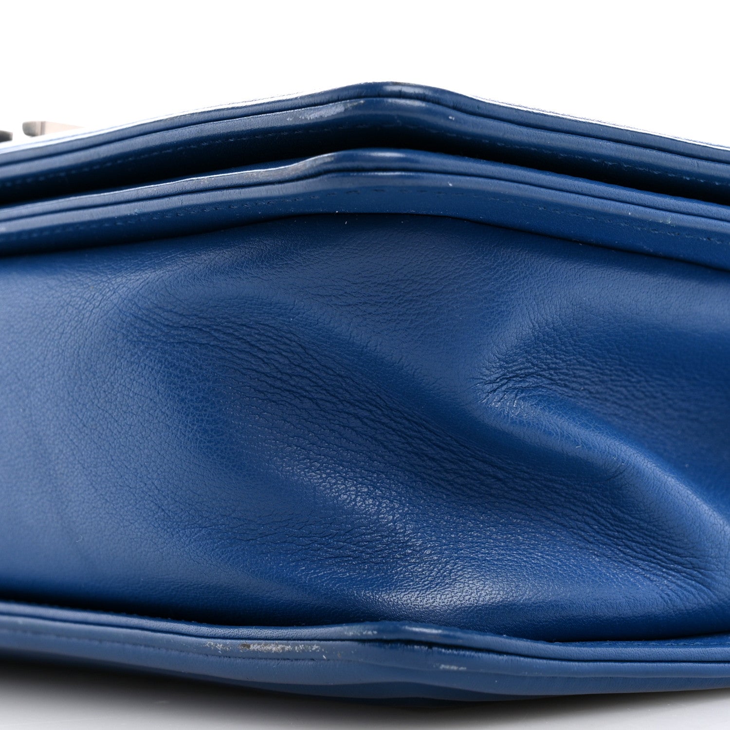 Calfskin Chevron Quilted Medium Boy Flap Blue