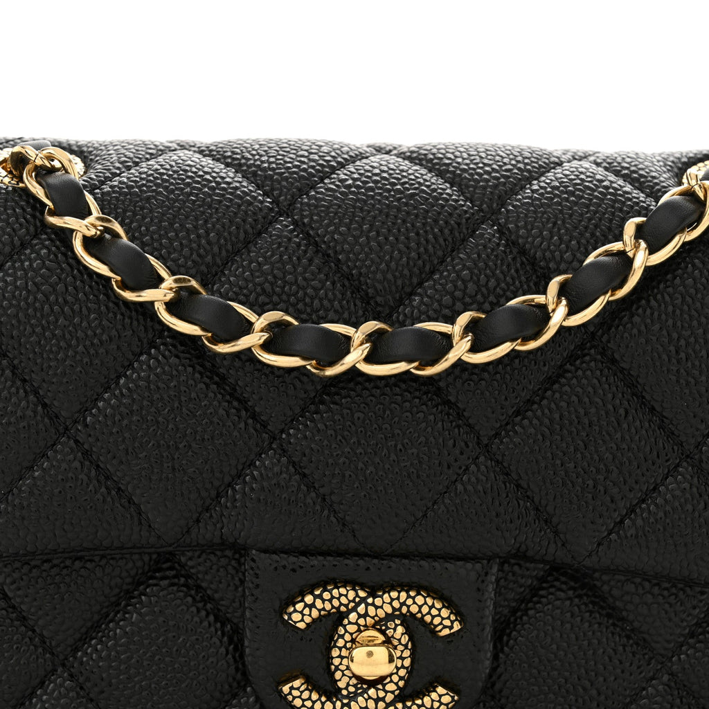 Grained Lambskin Quilted Mini Flap Black