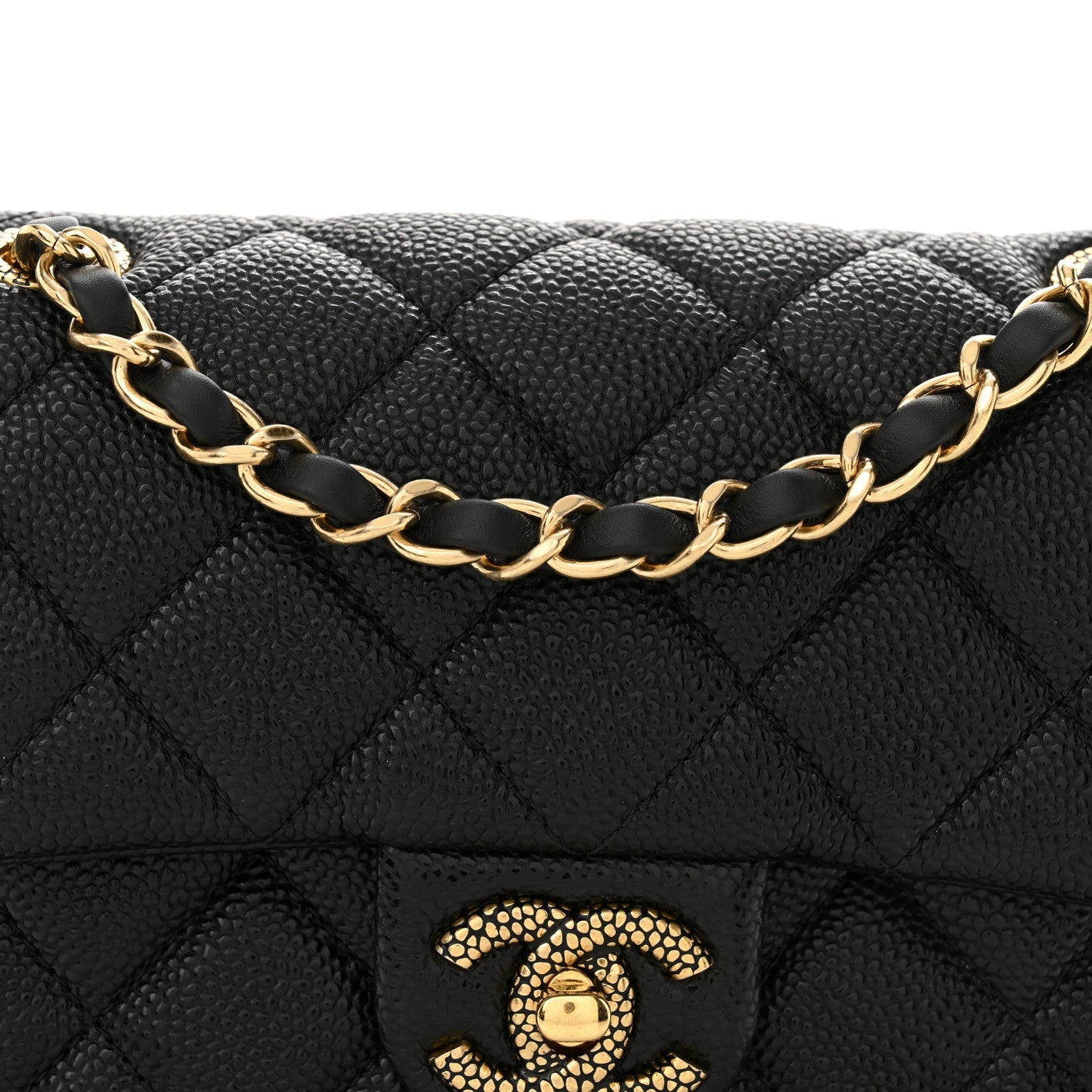 Grained Lambskin Quilted Mini Flap Black