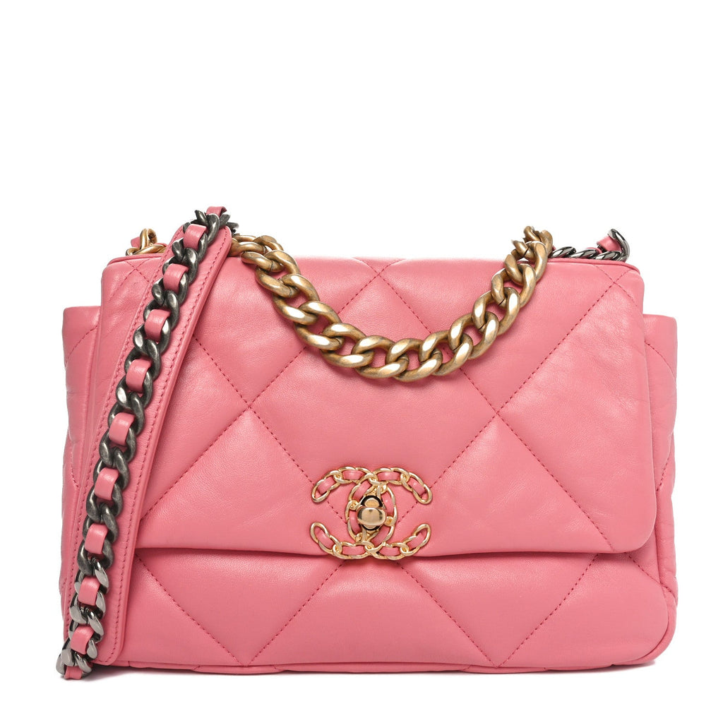 Lambskin Quilted Medium Chanel 19 Flap Pink
