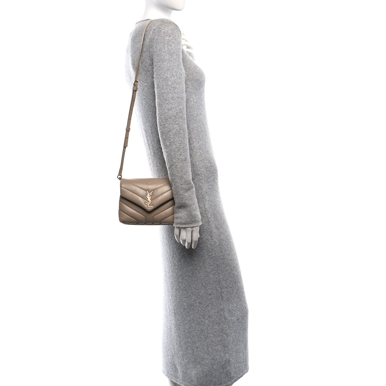 Calfskin Y Quilted Monogram Toy Loulou Crossbody Bag Dark Beige