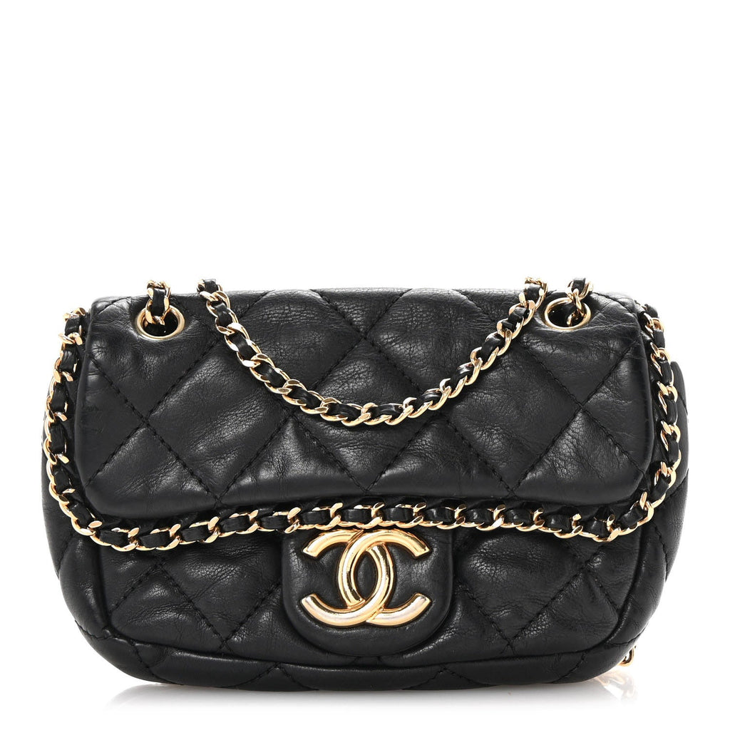 Calfskin Mini Chain Me Flap Black