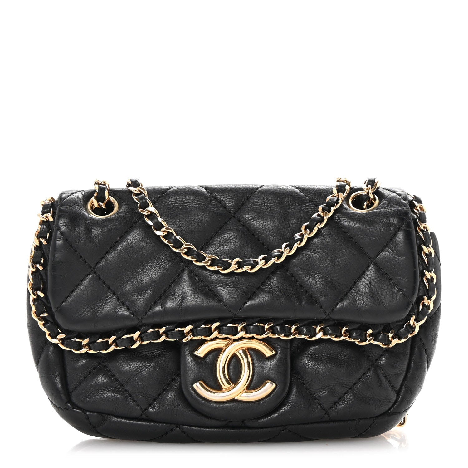 Calfskin Mini Chain Me Flap Black