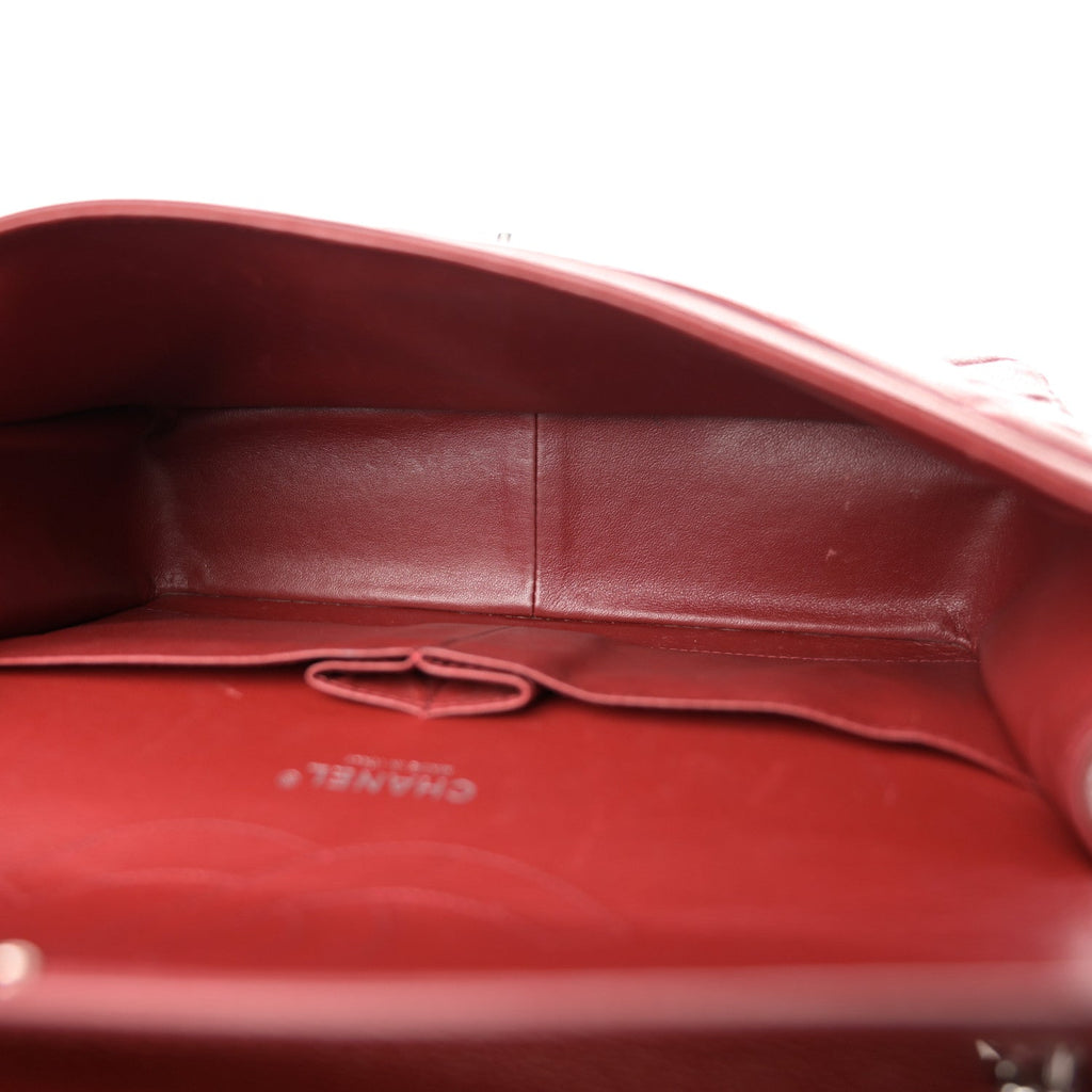 Caviar Quilted Jumbo Double Flap Dark Red