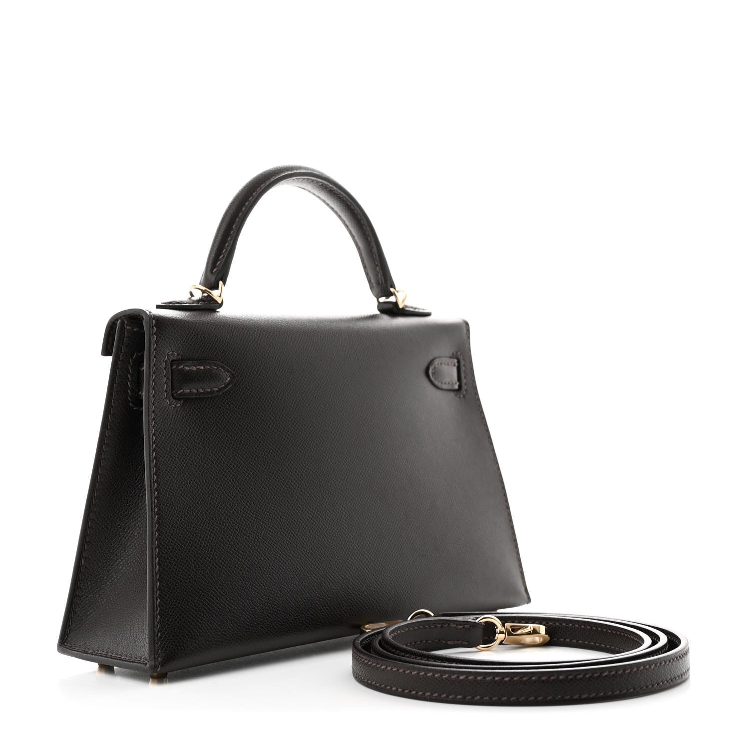 Madame Calfskin Mini Kelly Sellier 20 Bai Brun