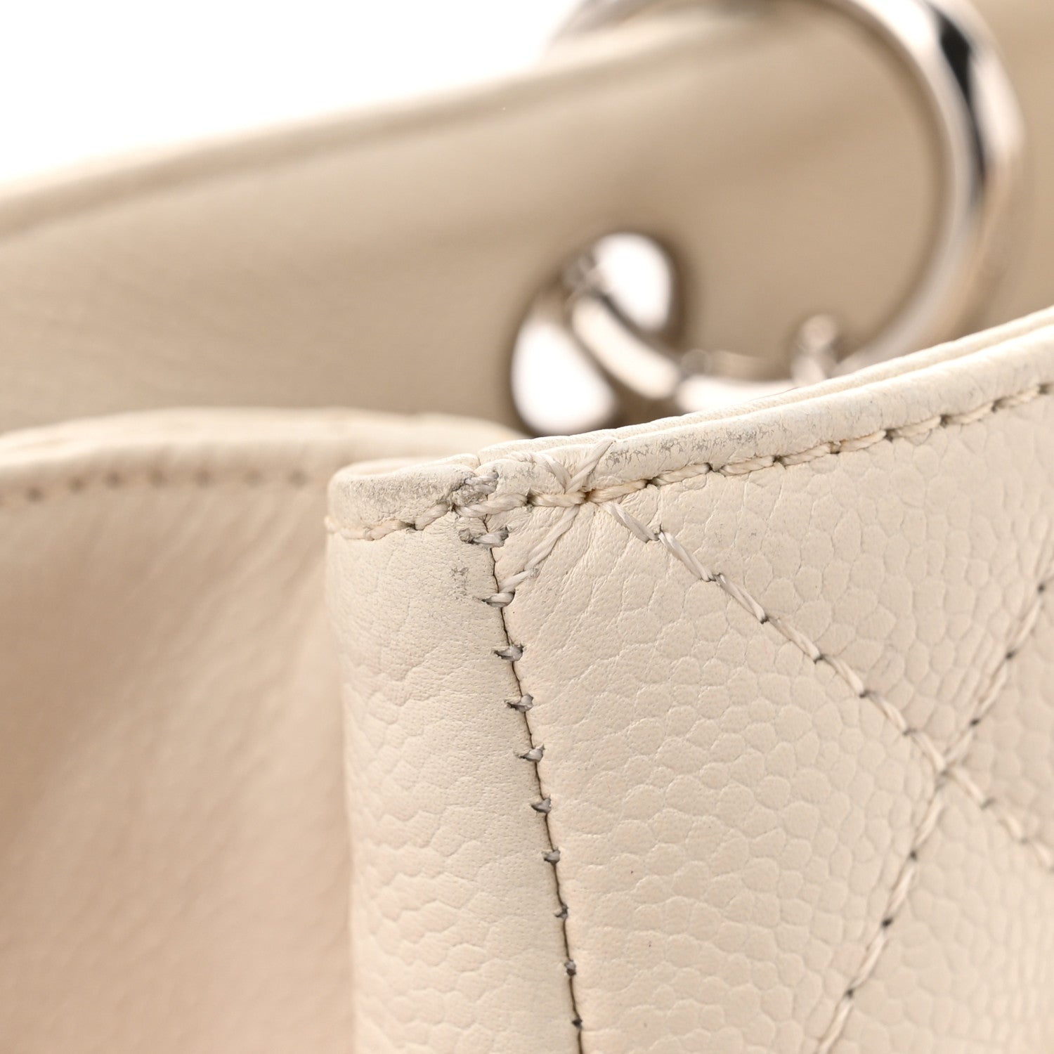 Caviar Quilted Grand Shopping Tote GST White