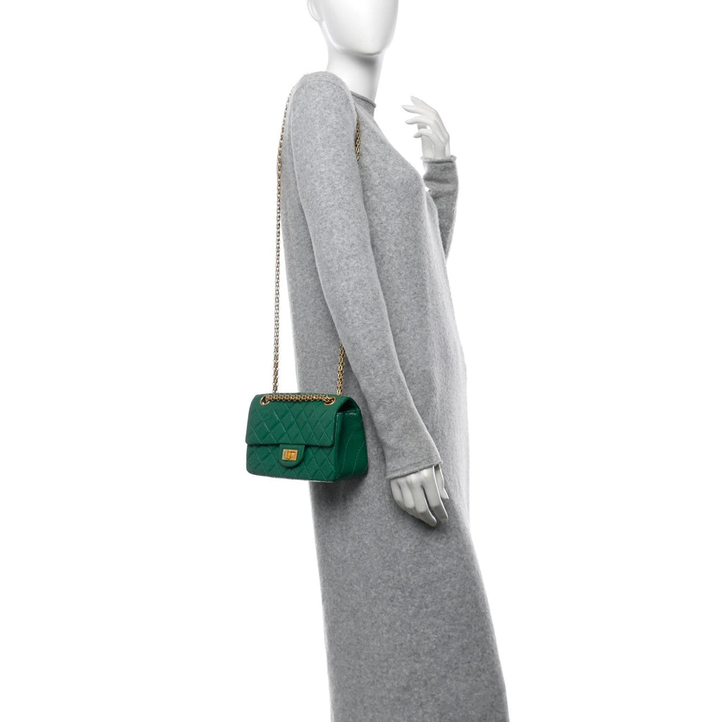 Aged Calfskin Quilted 2.55 Reissue Mini Flap Green