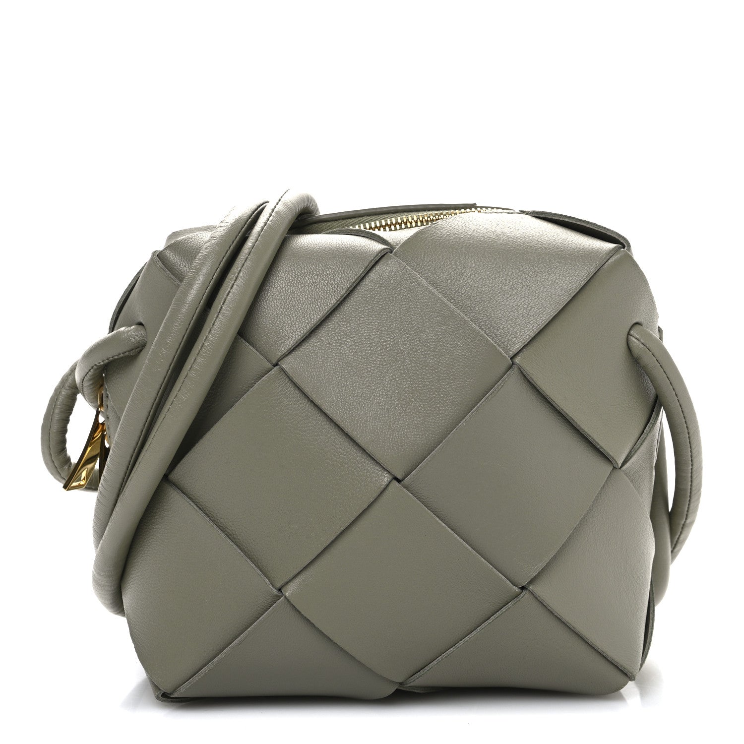 Lambskin Maxi Intrecciato Mini Cassette Camera Bag Travertine