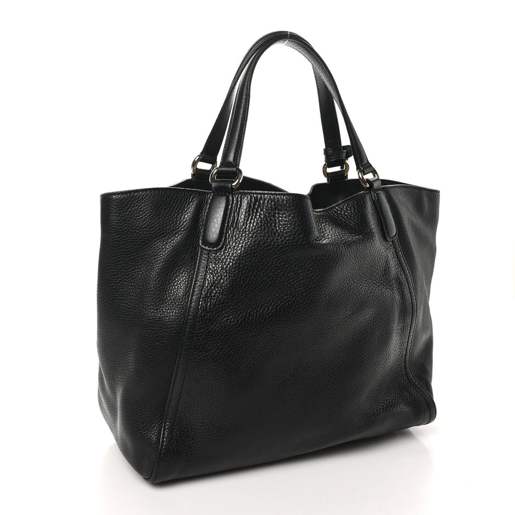 Pebbled Calfskin Medium Soho Shoulder Bag Black