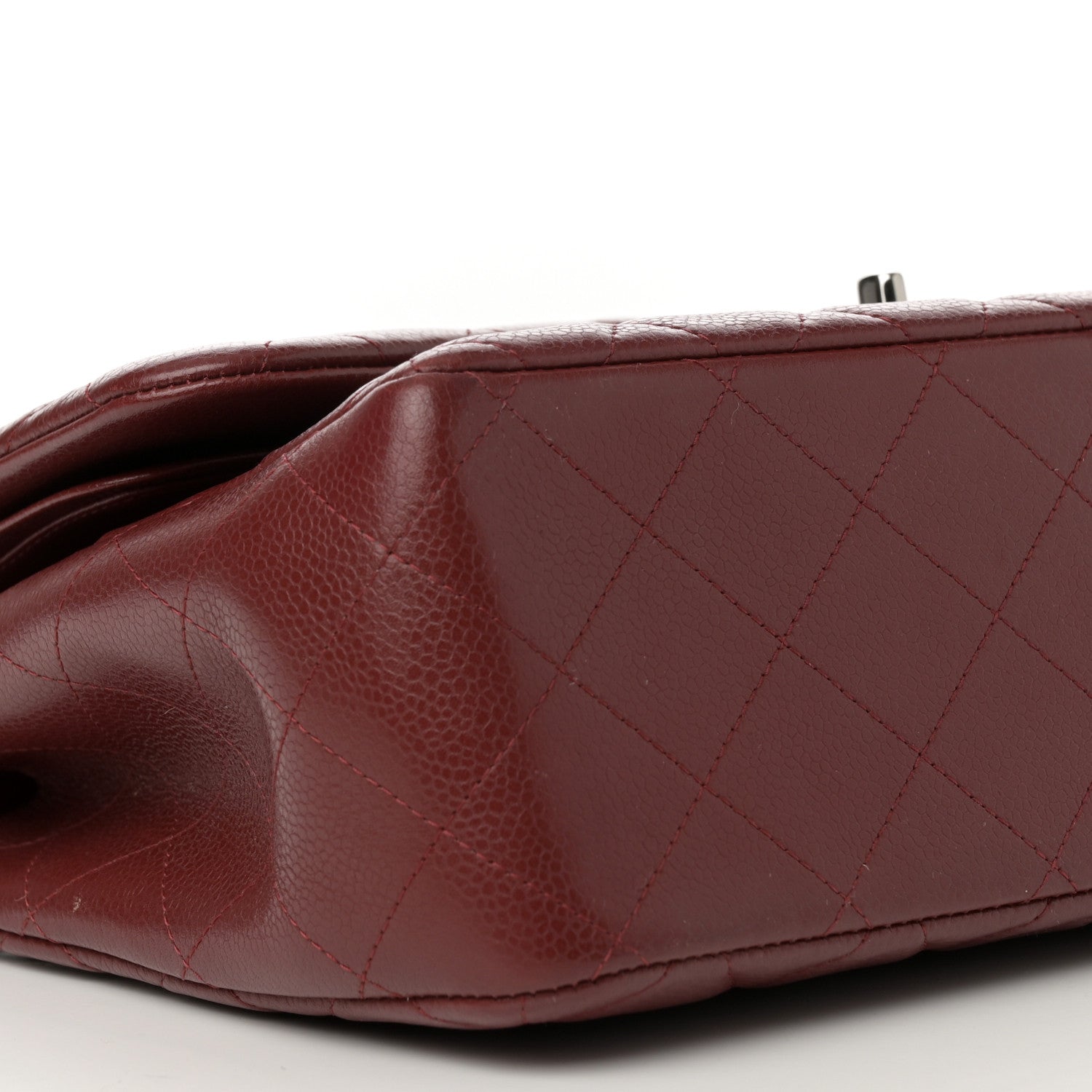 Caviar Quilted Jumbo Double Flap Dark Red