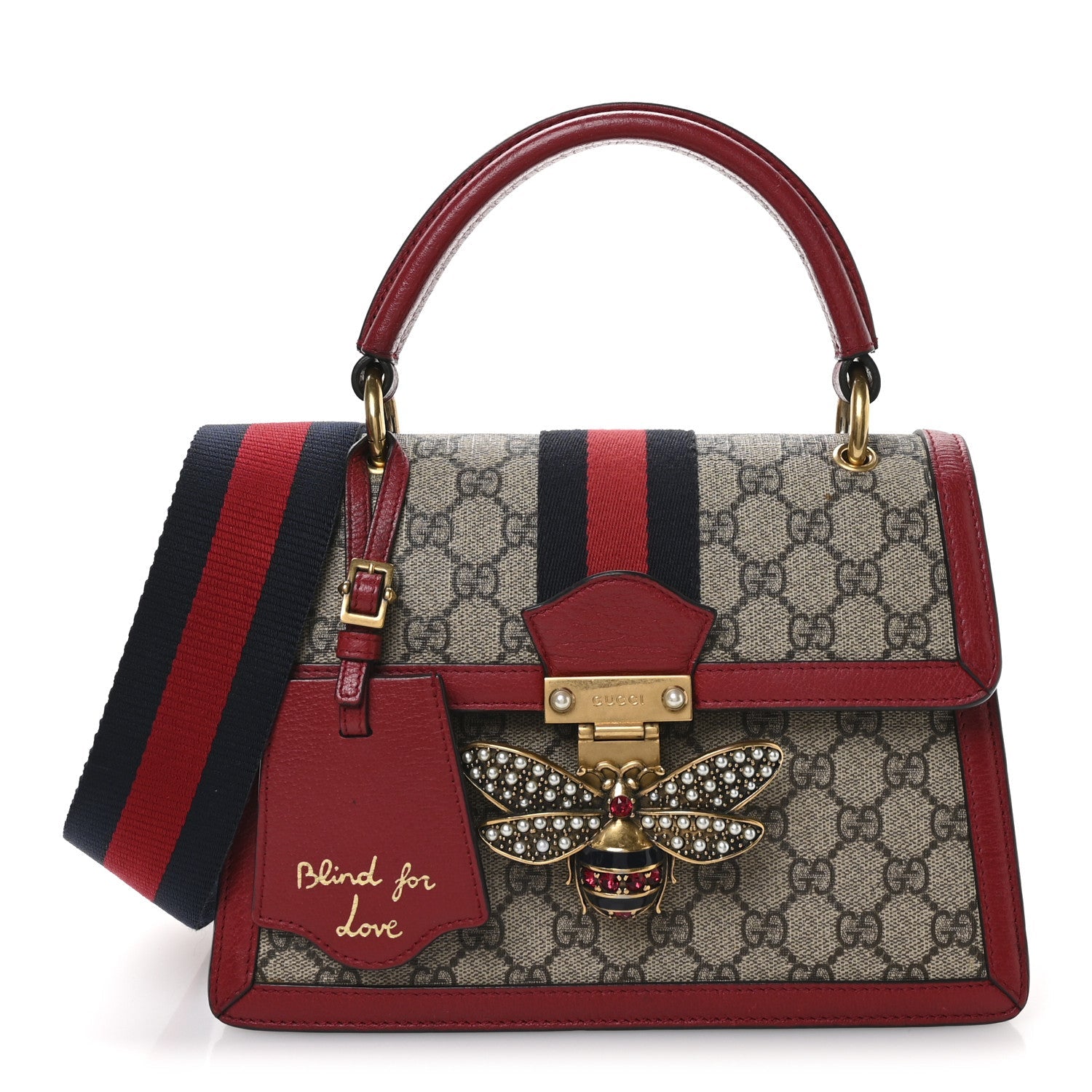 GG Supreme Monogram Small Queen Margaret Top Handle Bag Red