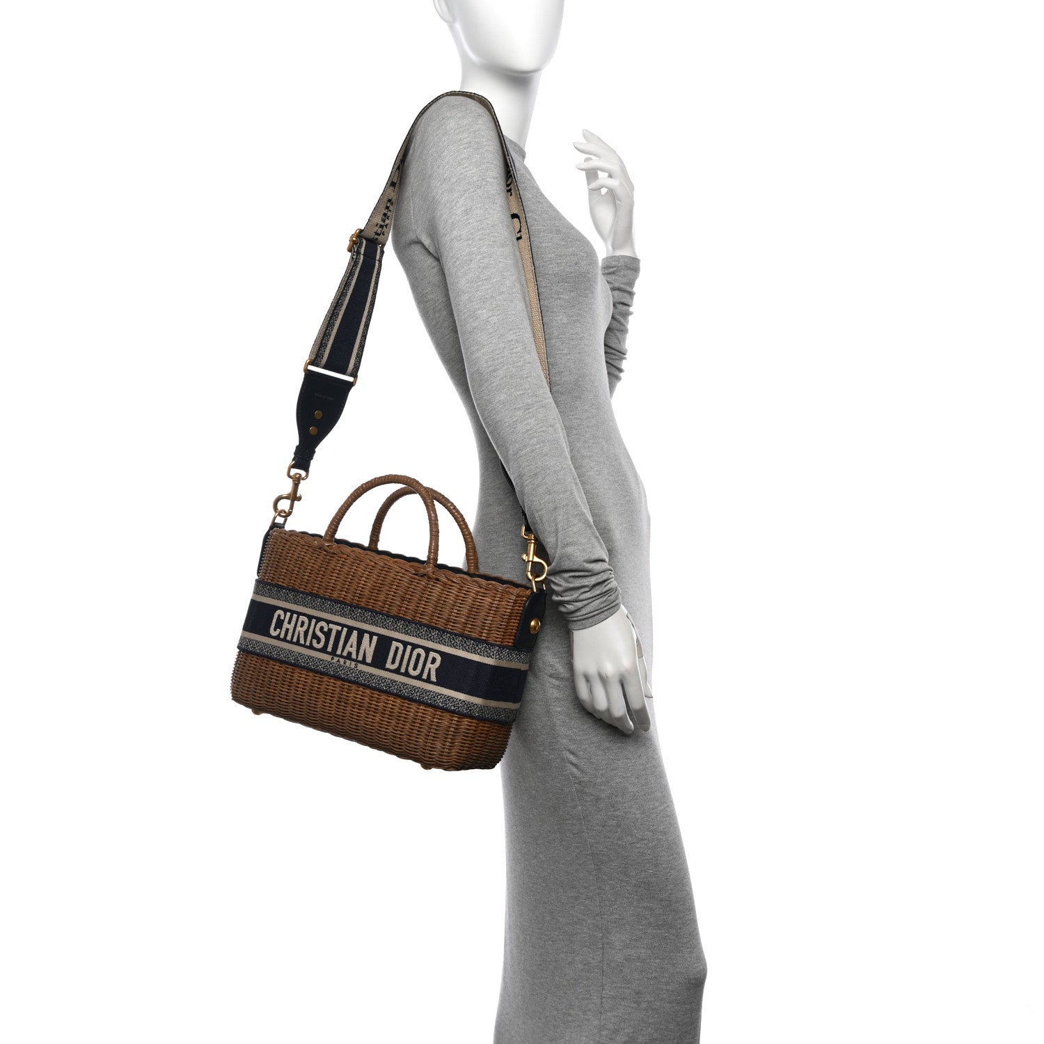 Wicker Oblique Basket Bag Blue