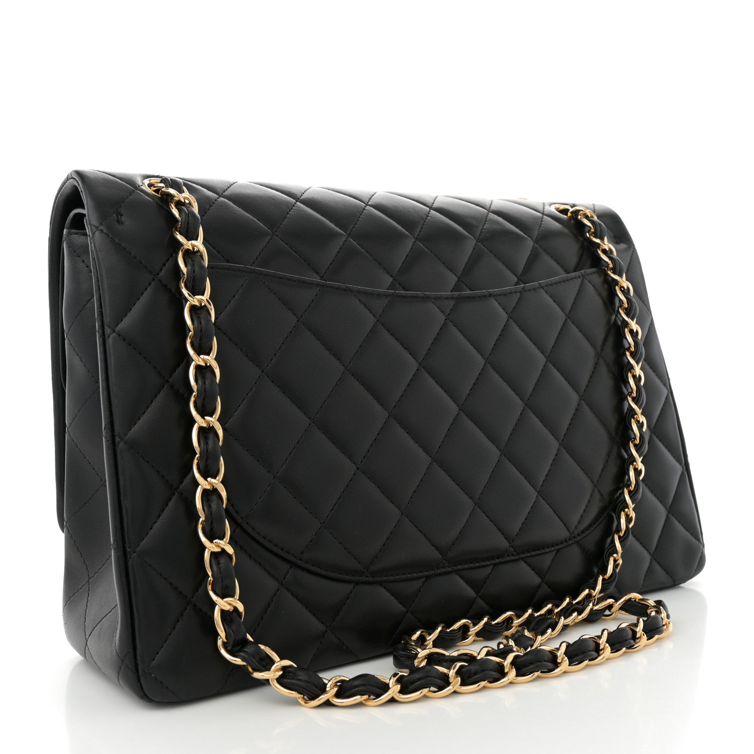 Lambskin Quilted Maxi Double Flap Black