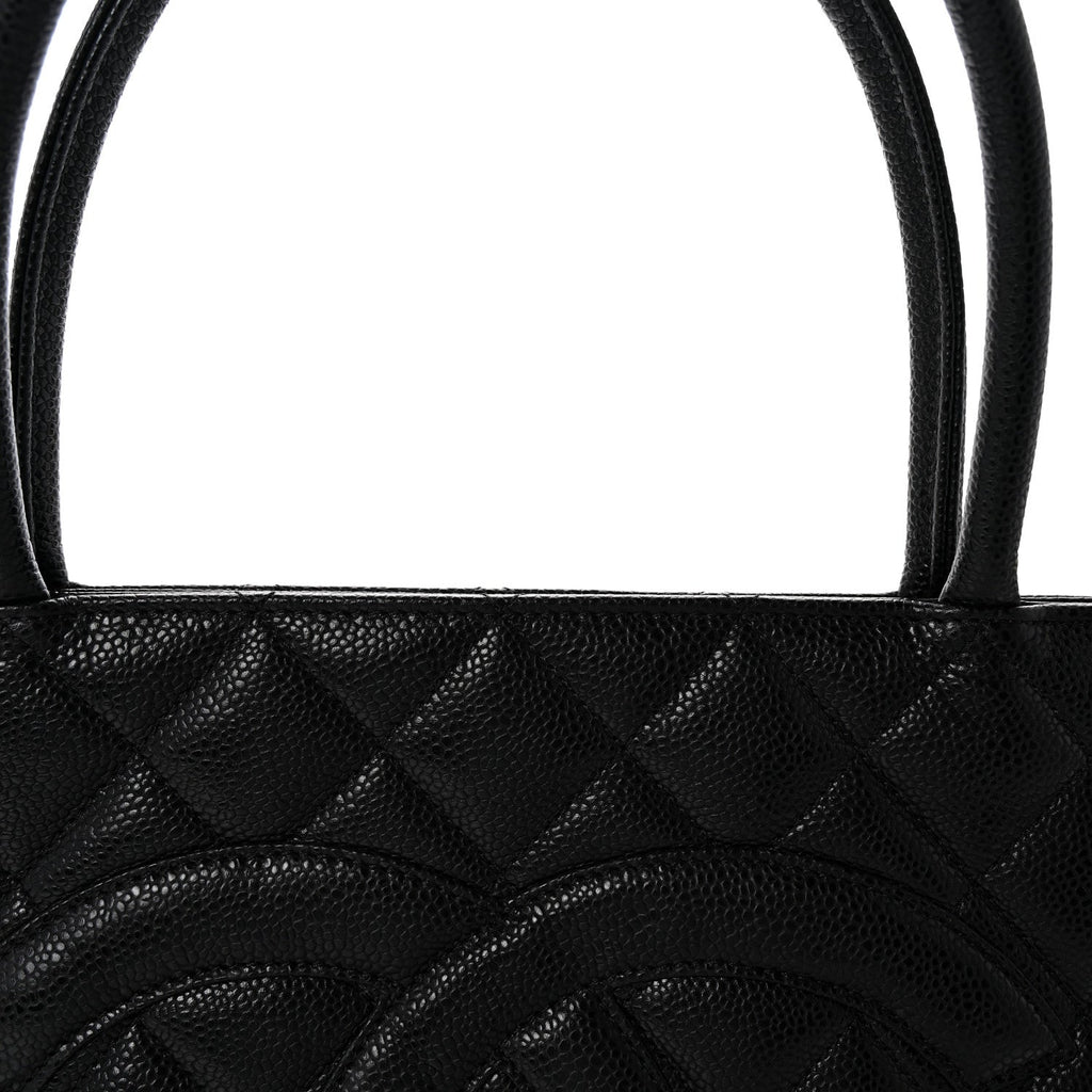 Caviar Quilted Medallion Tote Black